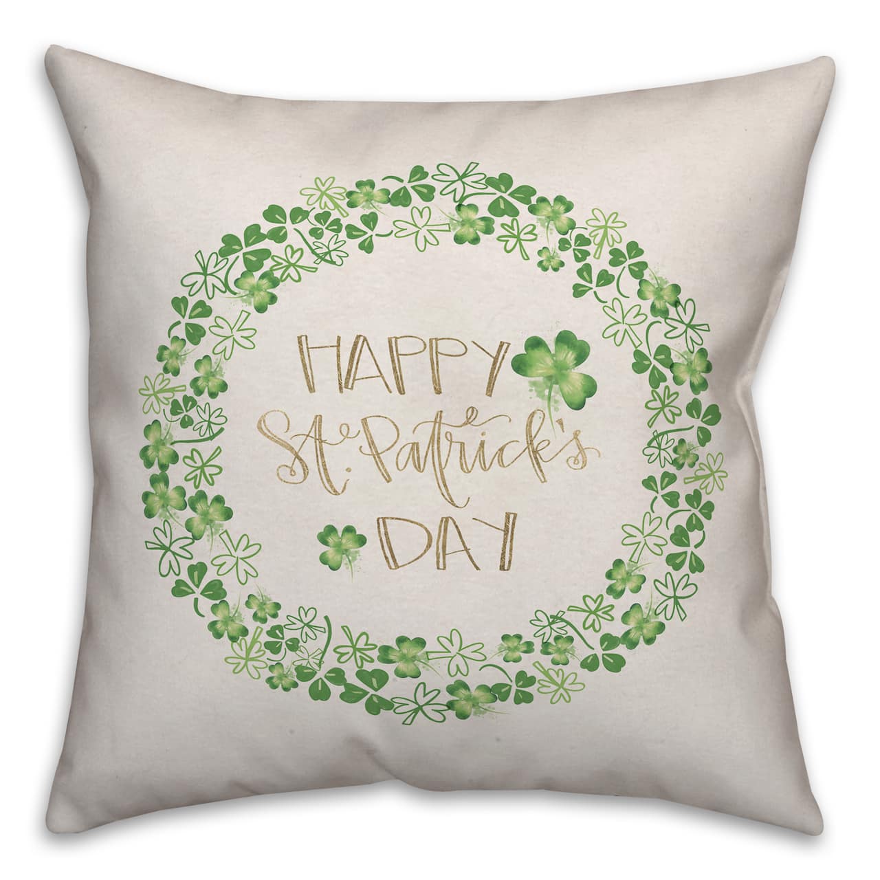 St Patricks Day Watercolor Pillow 18" x 18" Throw Pillow